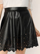 SHEIN Plus Zip Back Laser Cut Chevron Hem PU Skirt