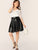 SHEIN Plus Zip Back Laser Cut Chevron Hem PU Skirt