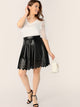 SHEIN Plus Zip Back Laser Cut Chevron Hem PU Skirt