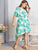 Plus Tassel Dip Hem Palm Tree Print Dress