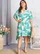 Plus Tassel Dip Hem Palm Tree Print Dress