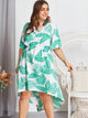 Plus Tassel Dip Hem Palm Tree Print Dress