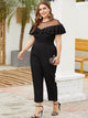 Plus Contrast Mesh Ruffle Jumpsuit