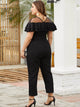 Plus Contrast Mesh Ruffle Jumpsuit