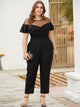 Plus Contrast Mesh Ruffle Jumpsuit