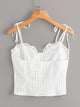 Plus Eyelet Embroidery Knot Frill Cami Top