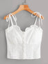 Plus Eyelet Embroidery Knot Frill Cami Top