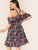 Plus Tropical Print Halter Neck Ruffle Hem Dress