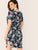 Plus Curved Hem Tropical Print Dress