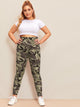 Plus Wide Waist Striped Side Camo Leggings