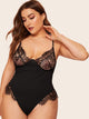 Plus Contrast Lace Teddy Bodysuit