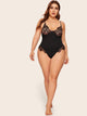 Plus Contrast Lace Teddy Bodysuit