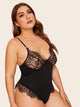 Plus Contrast Lace Teddy Bodysuit