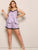 Plus Contrast Lace Satin Cami Top With Shorts Pajama Set