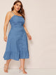 Plus Ruffle Hem Button Denim Cami Dress