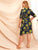 Plus Palm Tree Print Wrap Self Tie Dress