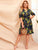 Plus Palm Tree Print Wrap Self Tie Dress