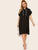 Plus Piping Trim Tie Neck Dress