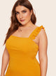 Plus Zip Back Frill Ruffle Hem Dress