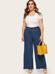 Plus Raw Hem Wide Leg Jeans