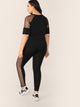 Plus Star Mesh Insert Sleeve Top & Leggings Set