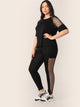 Plus Star Mesh Insert Sleeve Top & Leggings Set