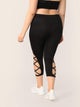 Plus Cutout Lace Up Side Crop Leggings