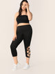 Plus Cutout Lace Up Side Crop Leggings