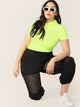  Plus Neon Lime Mock Neck Tee