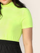  Plus Neon Lime Mock Neck Tee