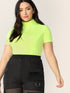  Plus Neon Lime Mock Neck Tee