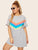 Plus Contrast Striped Frill Cuff Dress