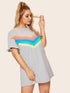 Plus Contrast Striped Frill Cuff Dress