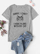 Plus Cat And Letter Print Tee