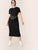  Plus Letter Tape Side Rib-knit Dress With Chain