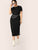  Plus Letter Tape Side Rib-knit Dress With Chain