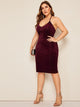 Plus Tie Back Lace Up Ribbed Velvet Halter Dress