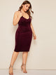 Plus Tie Back Lace Up Ribbed Velvet Halter Dress