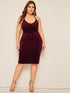 Plus Tie Back Lace Up Ribbed Velvet Halter Dress