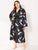 Plus Crane Print Satin Robe With Belt