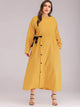 Plus Drawstring Waist Button Trim Maxi Dress