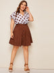 SHEIN Plus Button Up Corduroy Skirt