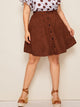 SHEIN Plus Button Up Corduroy Skirt