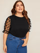 Plus Swiss Dot Mesh Sleeve Top