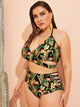 Plus Tropical Cross Top With High Waist Bikini