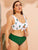 Plus Cactus Print Top With High Waist Bikini