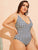 Plus Gingham Criss Cross One Piece Swimwear