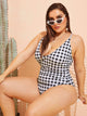 Plus Gingham Criss Cross One Piece Swimwear