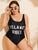 Plus Letter Print Low Back One Piece Swimwear