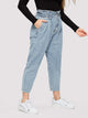 Plus Ruffle Waist Crop Jeans